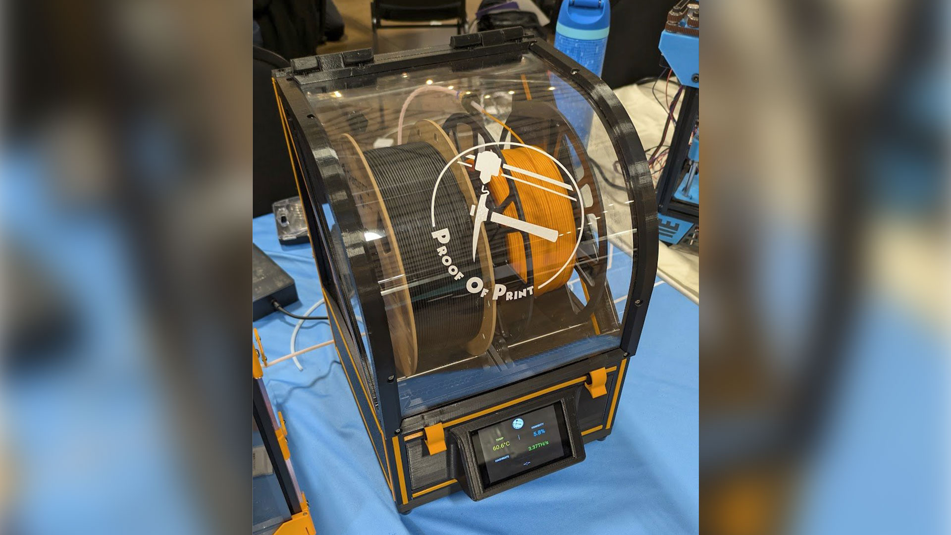 A 3D printer filament dryer that mines Bitcoins 