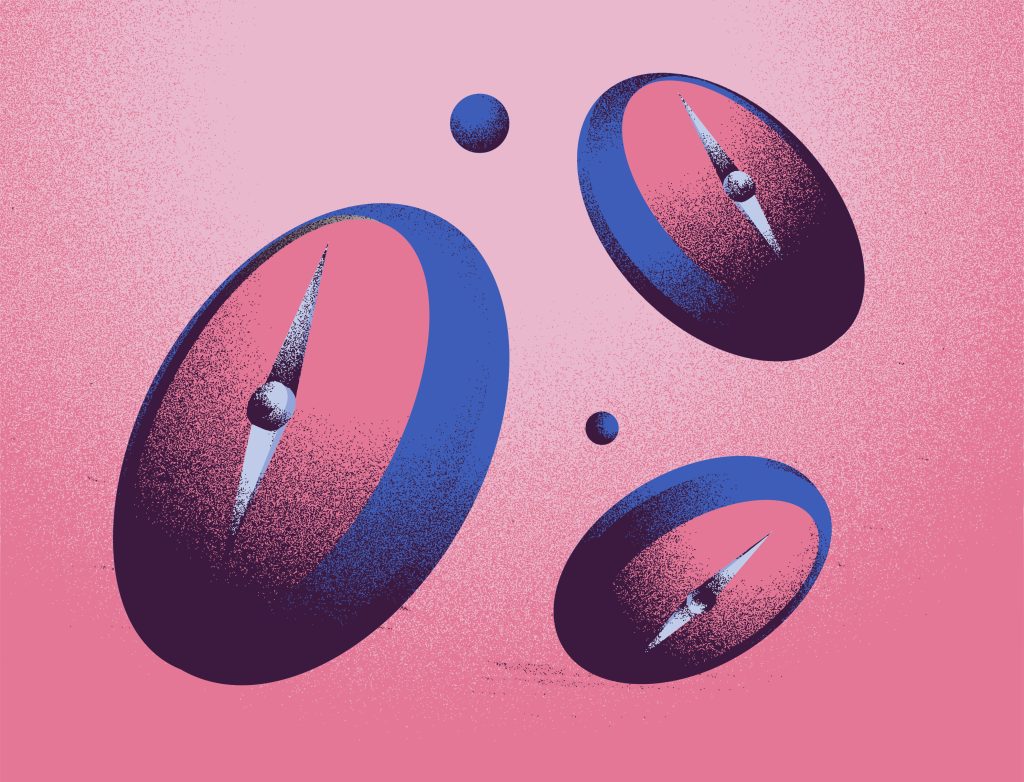 Abstract illustration of floating compasses symbolizing structured data as the ground truth for navigating reliable AI applications.