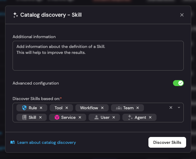Screenshot of catalog discovery skill