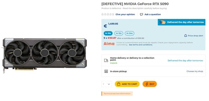 商家开卖故障RTX5090：坏卡卖半价不让退 比5080还贵