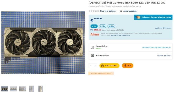商家开卖故障RTX5090：坏卡卖半价不让退 比5080还贵
