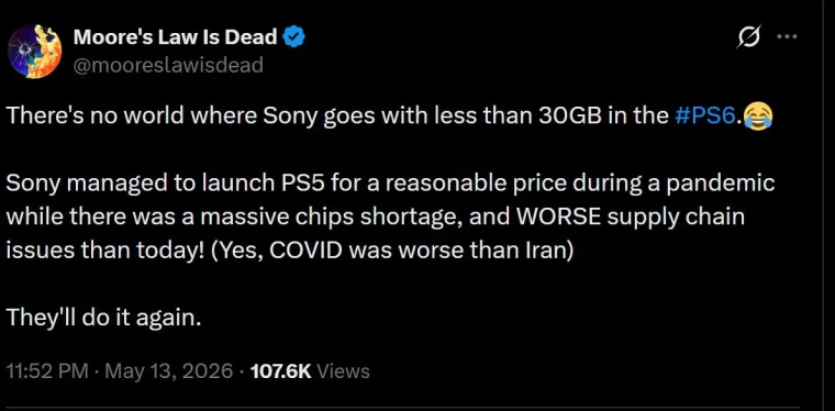 曝PS6至少30GB内存起步！或推出掌机版以缓解压力