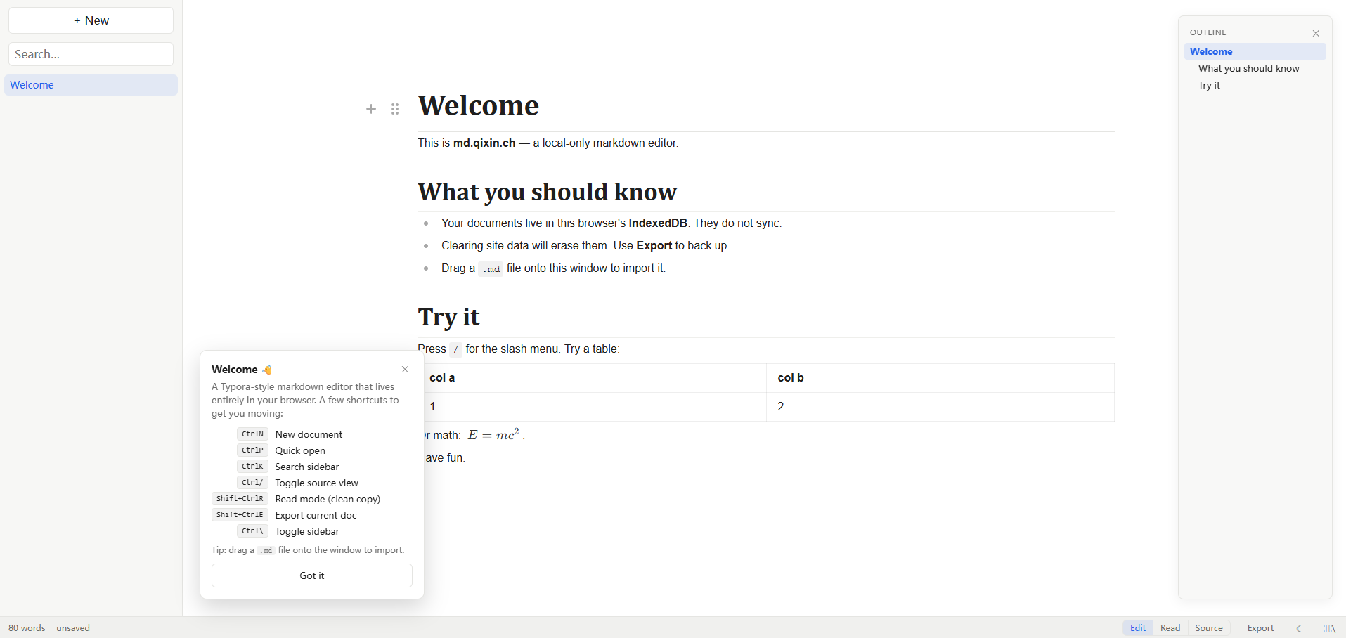 [分享创造] vibe coding 了一个 web 端实时渲染的 markdown 编辑器