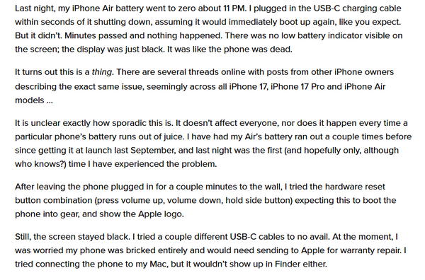 新款iPhone电量耗尽后可能无法开机 多款机型受影响