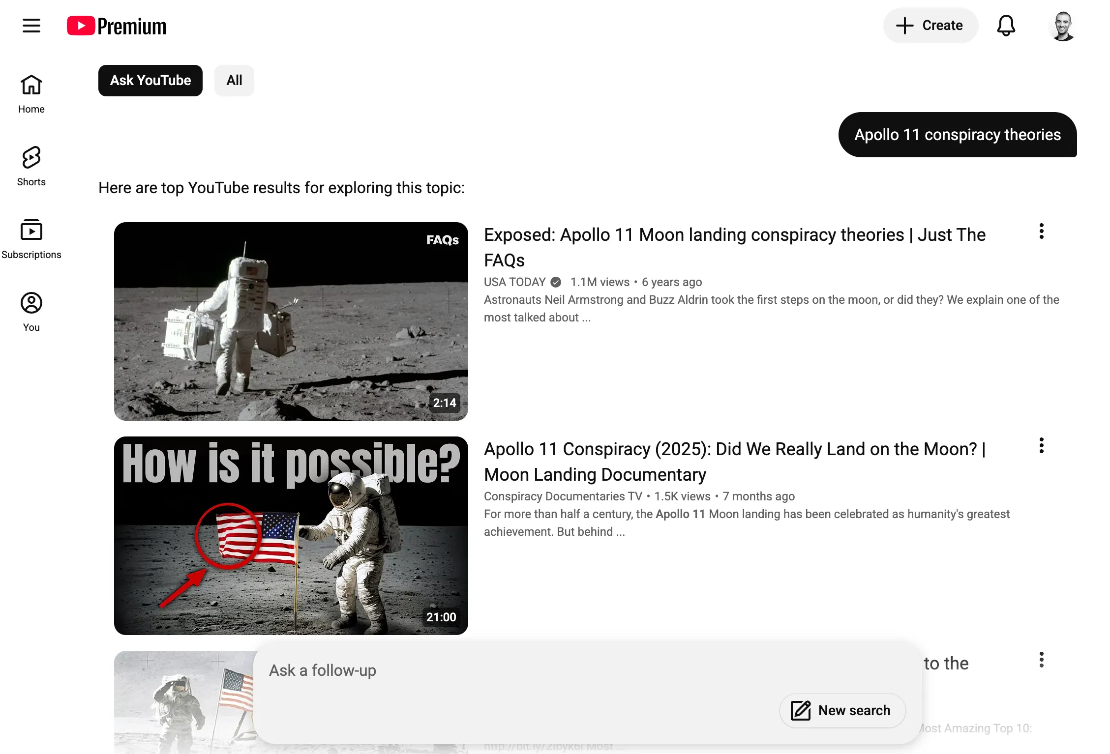 Google正在YouTube上测试一项类似AI模式的全新搜索体验