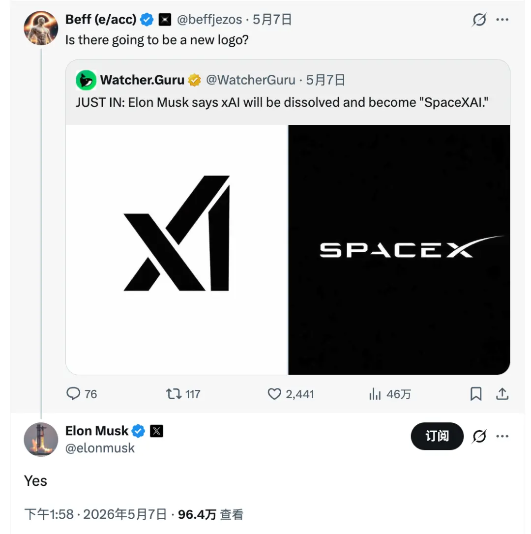 SpaceXAI组建进行时 马斯克已提交商标注册申请